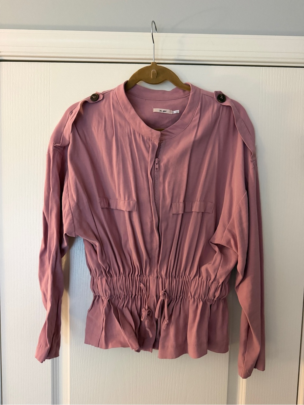 miami Dusty Rose Drawstring-Waist Zip Jacket